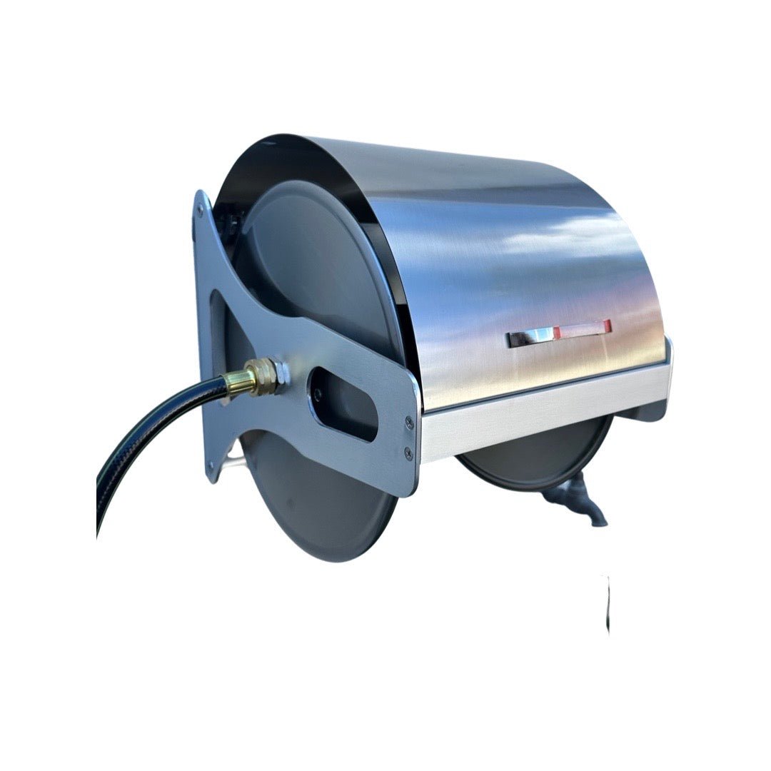 ZORRO Compact Stainless Steel Mountable Reel with Lid & Extension Hose - Hose Factory