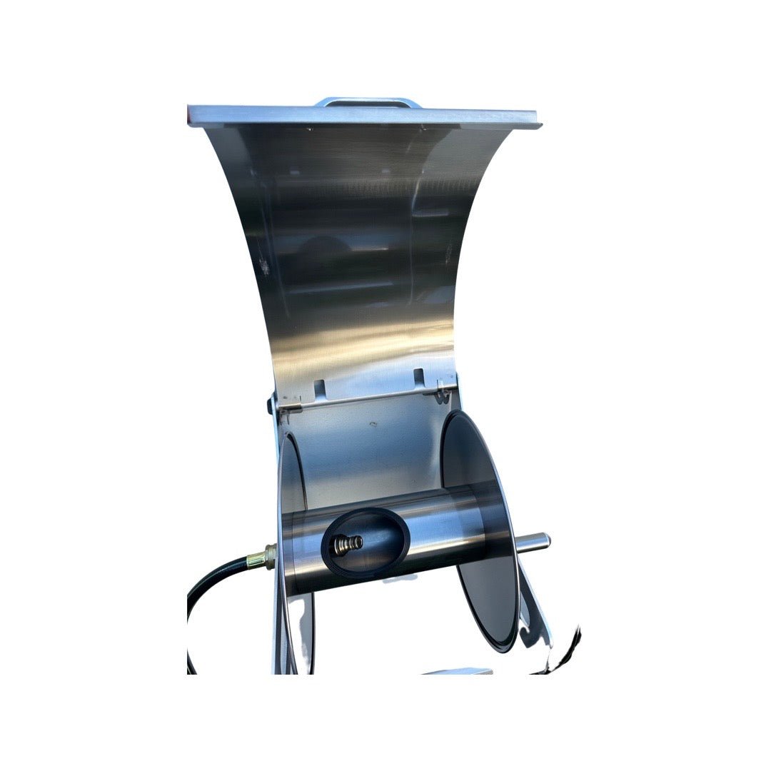 ZORRO Compact Stainless Steel Mountable Reel with Lid & Extension Hose - Hose Factory