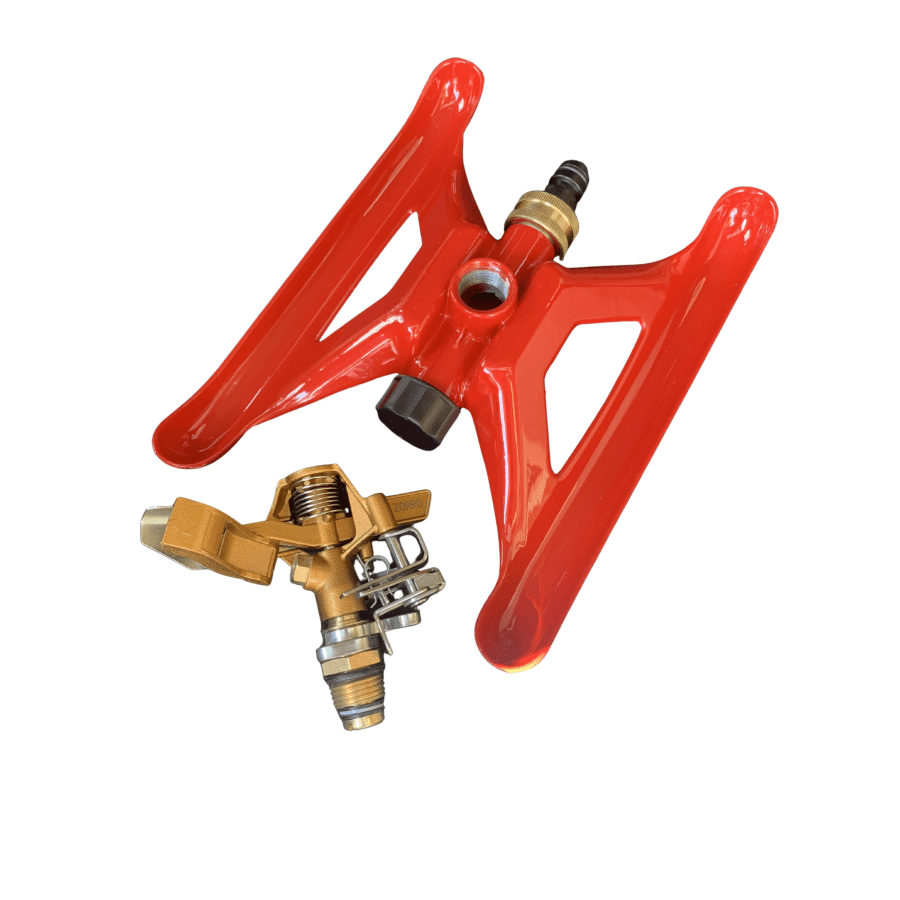 Zorro Impulse Brass Rotating Sprinkler with Heavy Duty Metal Base - Hose Factory