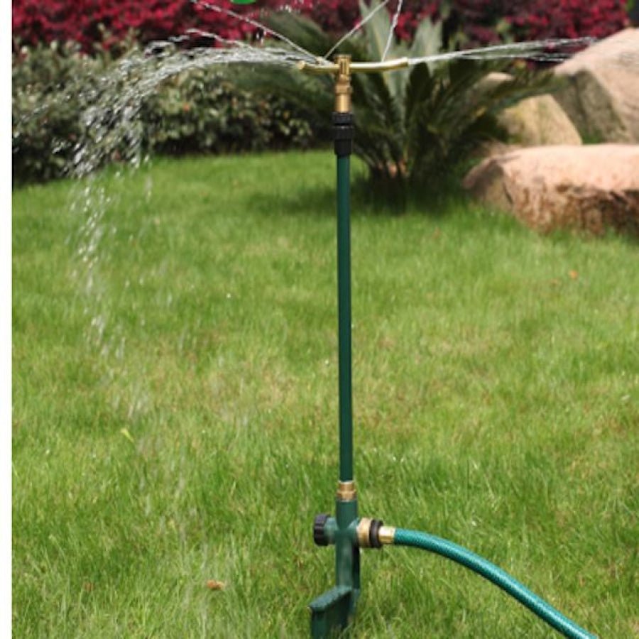 ZORRO Telescoping High Rise Brass 3 - Arm Rotary Sprinkler Step Spike 12mm - Hose Factory