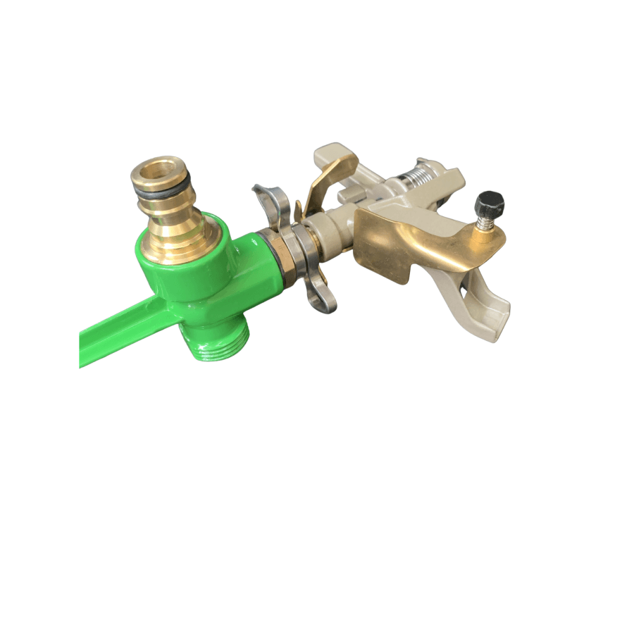 Zorro Zinc Impulse Adjustable Sprinkler on Green Spike - Hose Factory