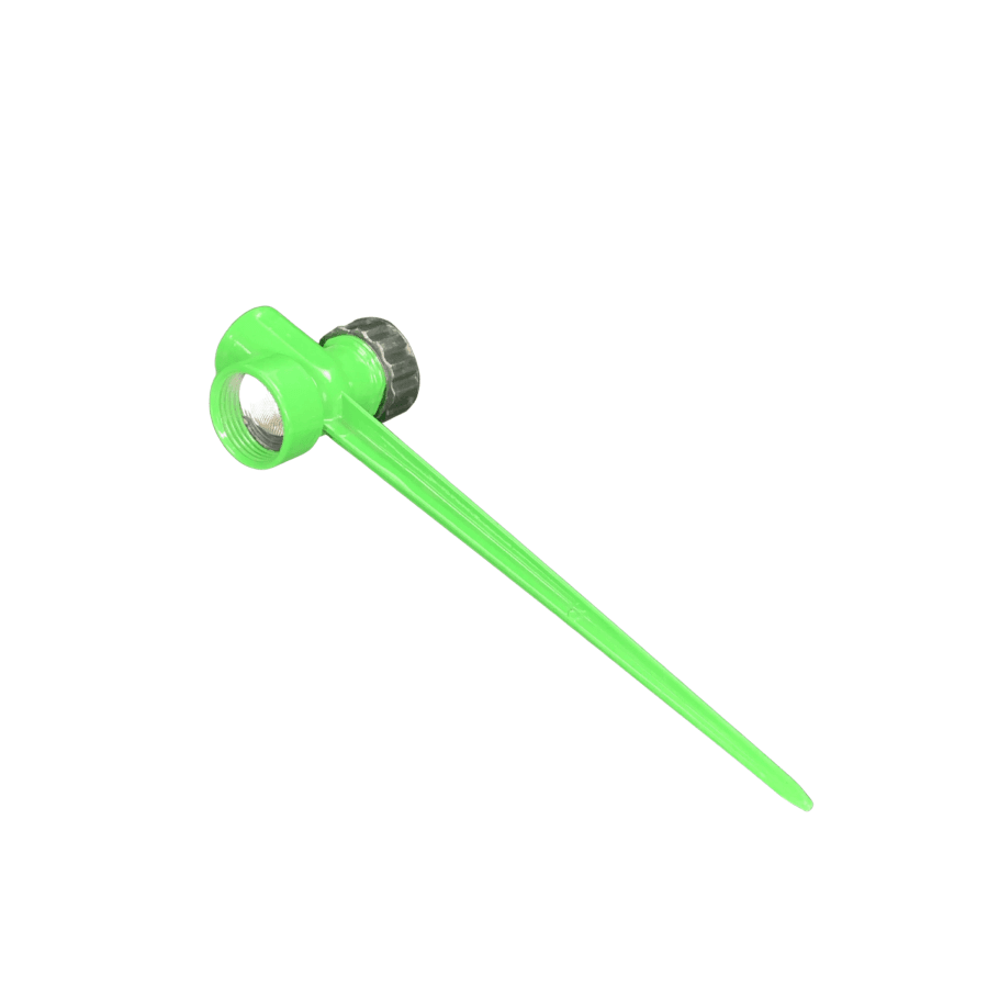 Zorro Zinc Impulse Adjustable Sprinkler on Green Spike - Hose Factory